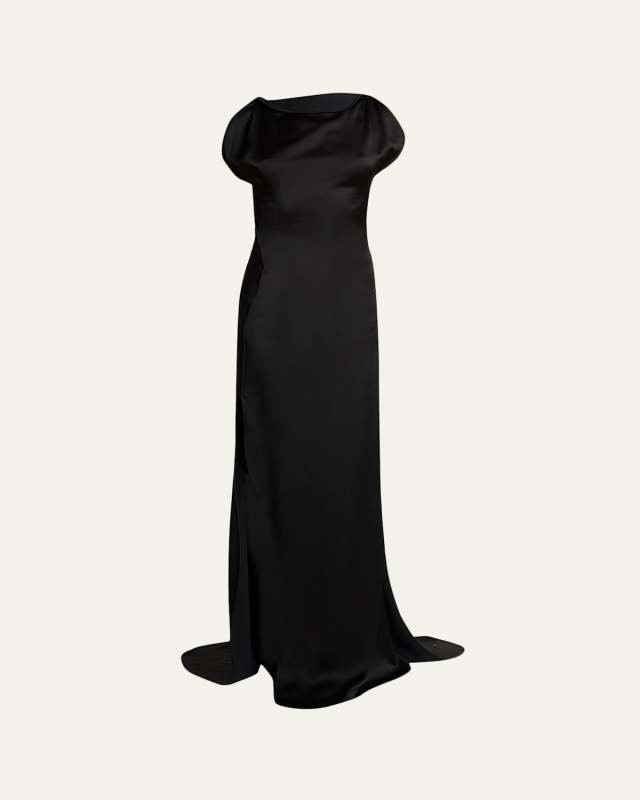 Sleeveless Satin Slit Gown
